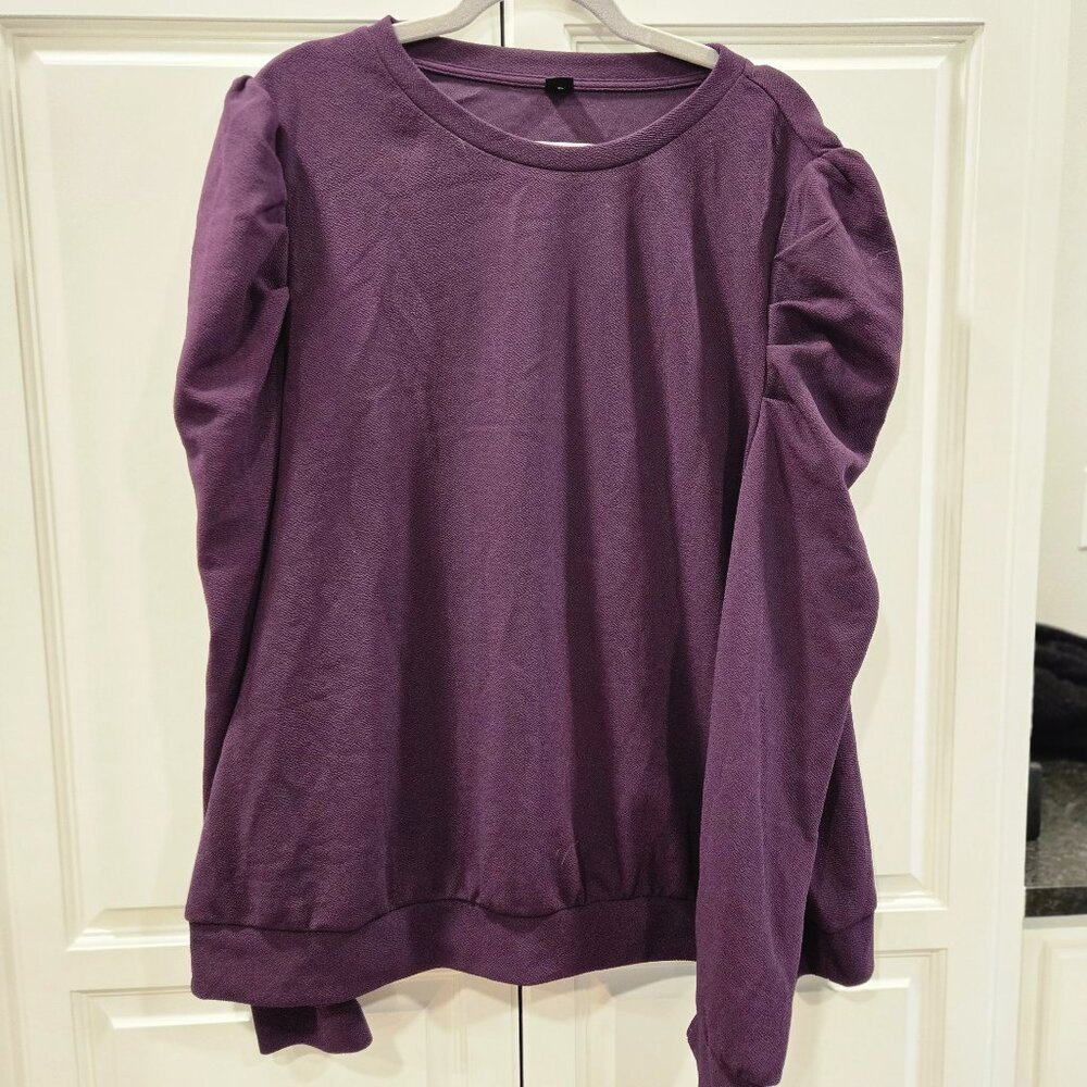 Shein curve purple puff sleeve blouse 4x